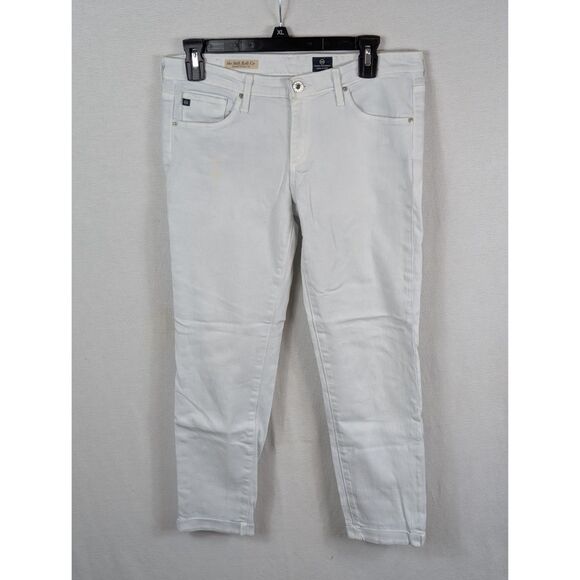 AG Adriano Goldschmied The Stilt Roll Up Cigarette Roll Up Jeans White Size 28R - Picture 1 of 16